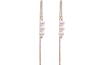 White Baby Akoya Pearl Gold Earrings (E225)