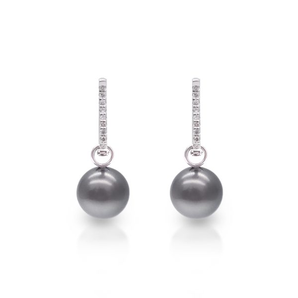 Black South Sea Pearl Earring with White Gold and Diamond (E231) - Image 2