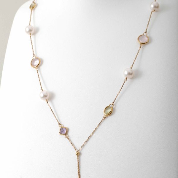 White Akoya Pearl Long Station Necklace (N125) - Image 3