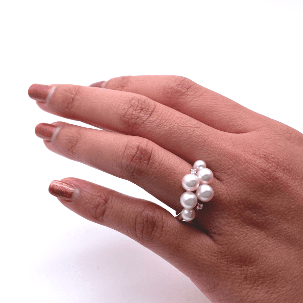 White Akoya Pearl Diamond Ring (R27)