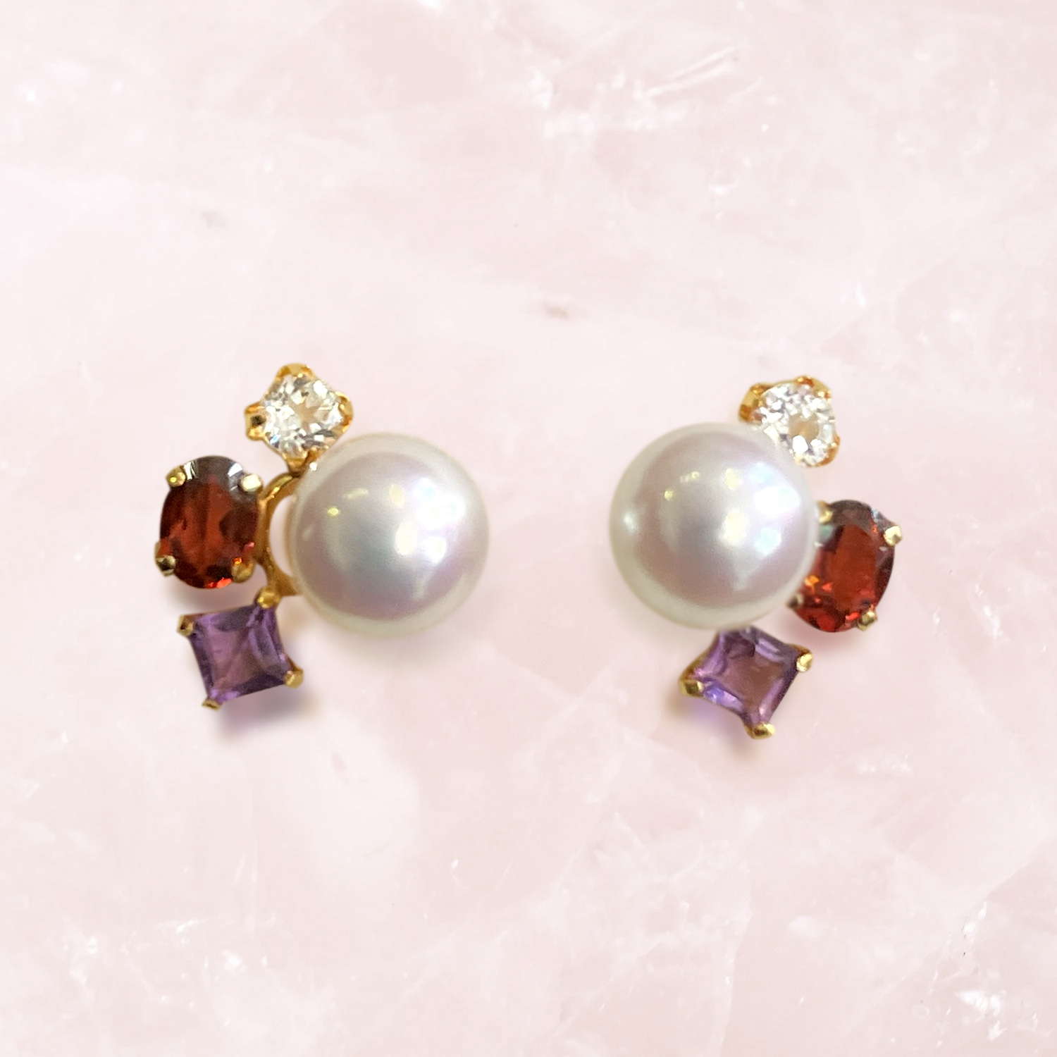 White Akoya Gemstones Pearl Earrings (E235)