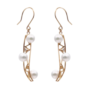 Twisted White Akoya Pearl Earrings ( E238)