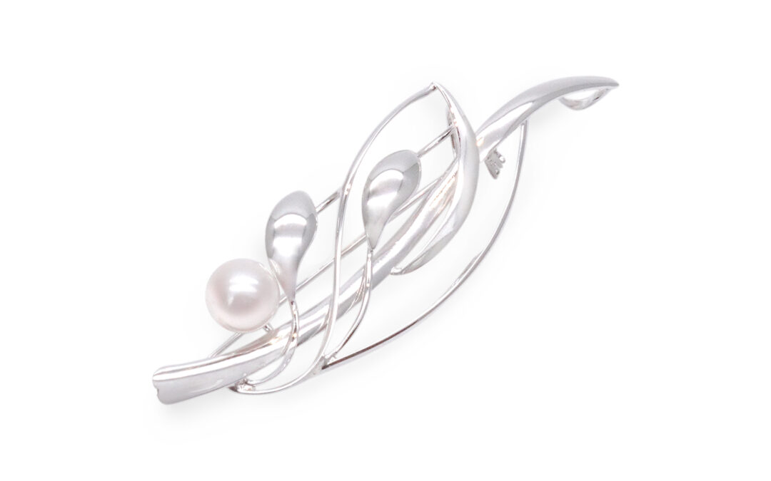 White Akoya Pearl Brooch Pin (B58)