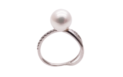 Crossover White Akoya Pearl Diamond Ring (R58)