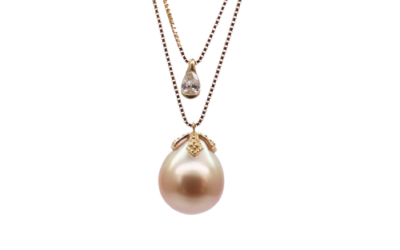 Modern South Sea Golden Pearl Diamond Pendant (P229)