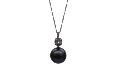 Night Sky Black South Sea Pearl Diamond Pendant (P237)