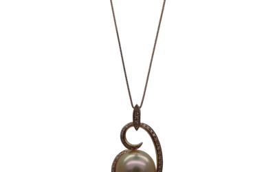 Moondew Gold South Sea Pearl Diamond Pendant (P233)