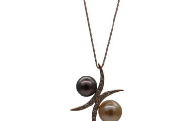 Duality Gold & Black South Sea Pearl Diamond Pendant (P234)