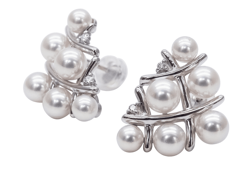 Baby Akoya Pearl Diamond Earrings (E255)