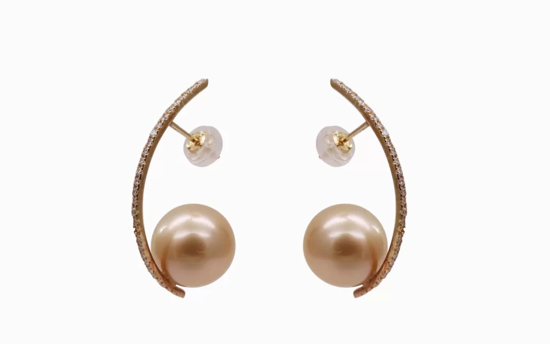 South Sea Pearl Drop Earrings With Diamonds(E262)