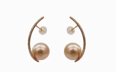 South Sea Pearl Drop Earrings With Diamonds(E262)