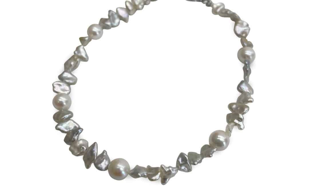 Keshi  / Akoya Pearl K18 White Gold Bracelet (BL60)