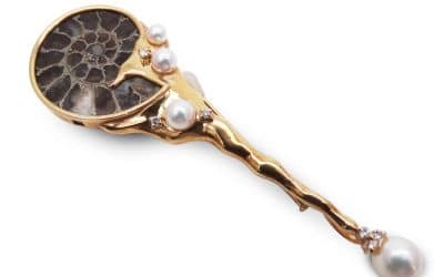 Akoya Pearl Ammonite Brooch (B64)