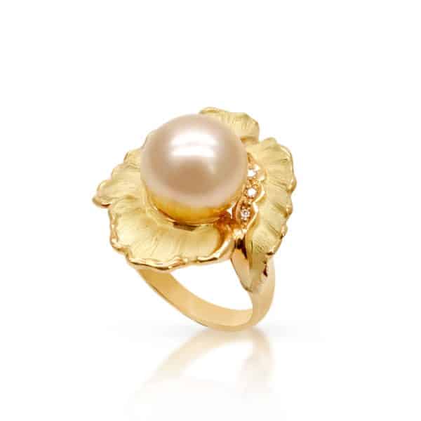 South Sea Gold Pearl Flower Ring (R74)