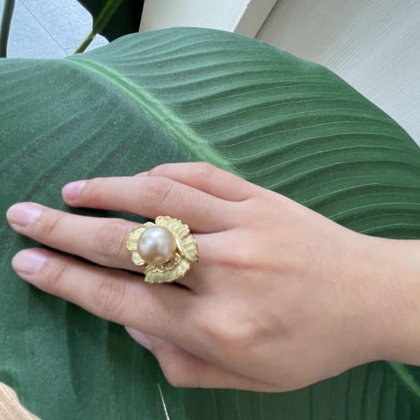 South Sea Gold Pearl Flower Ring (R74) - Image 2