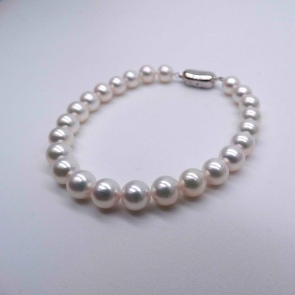 White Akoya Pearl Strand Bracelet (BL63) - Image 4